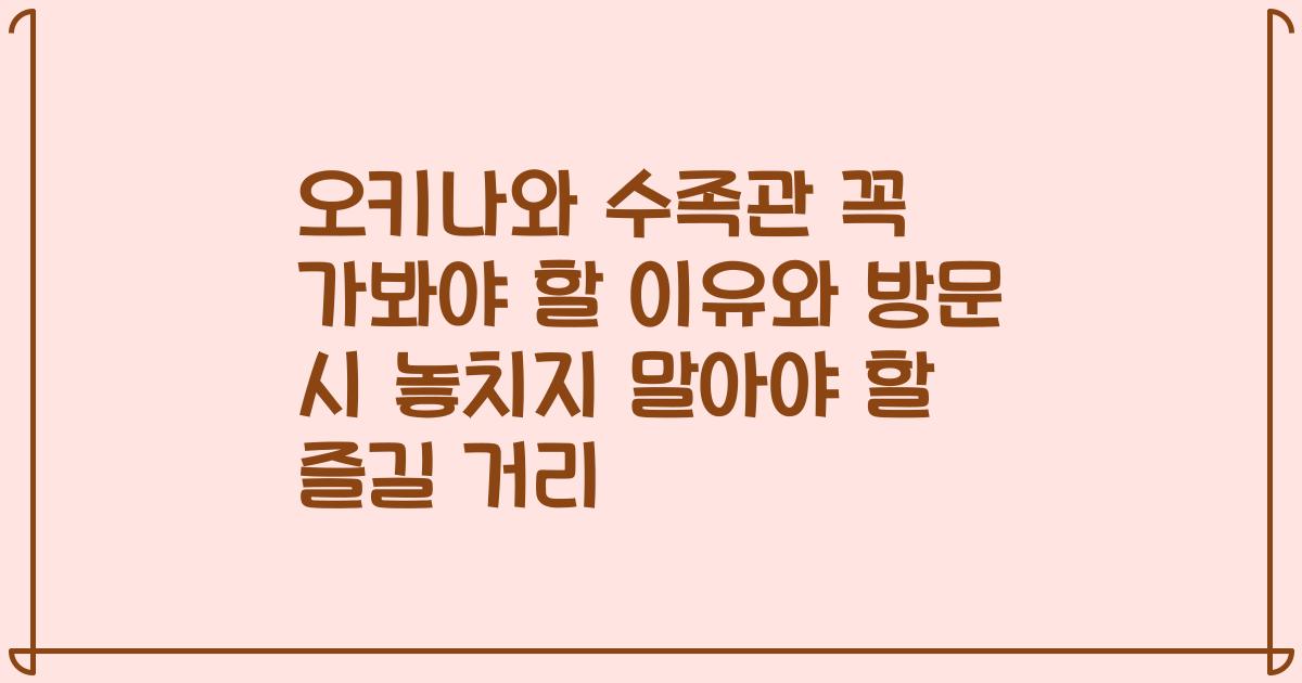 오키나와 수족관 꼭 가봐야 할 이유와 방문 시 놓치지 말아야 할 즐길 거리