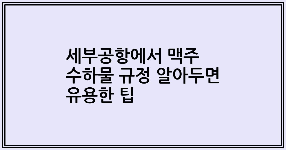 세부공항에서 맥주 수하물 규정 알아두면 유용한 팁