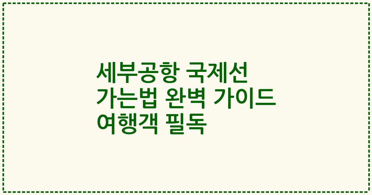 세부공항 국제선 가는법 완벽 가이드 여행객 필독